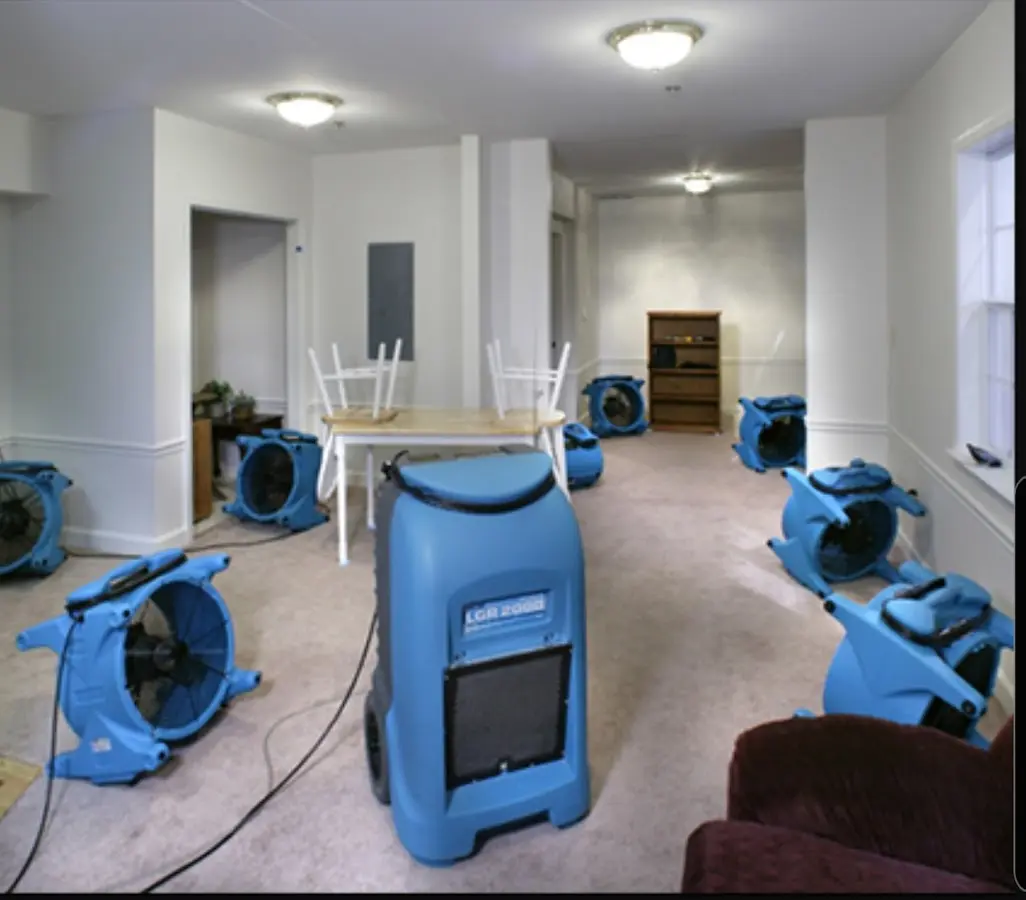 Air movers and dehumidifier setup for Water Extraction & Removal in Royse City
